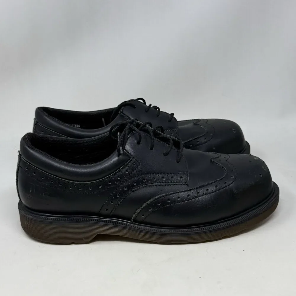 Dr. Martens Industrial Steel Toe Shoe Mens 11 Black Leather Wingtip England Made